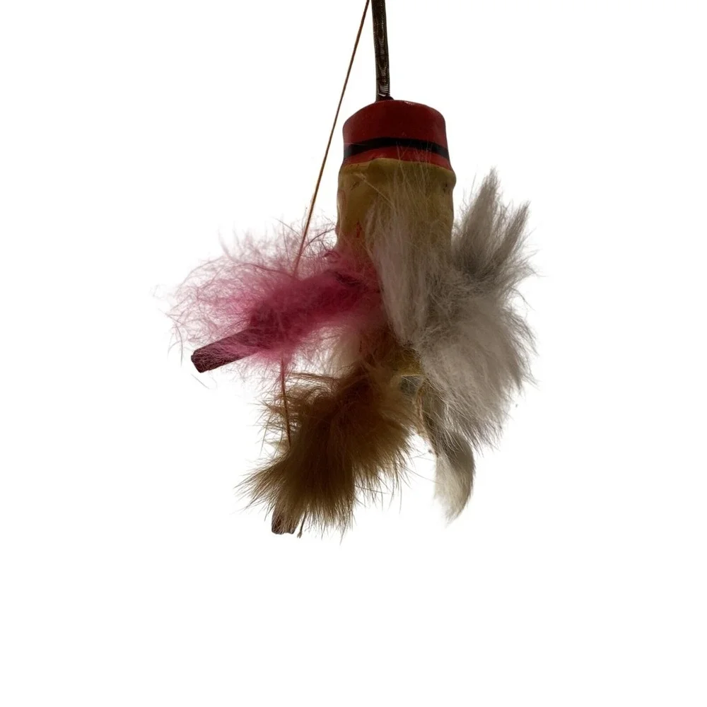 Antique Celluloid Monkey toy Hanging Bouncy Spring Feathers